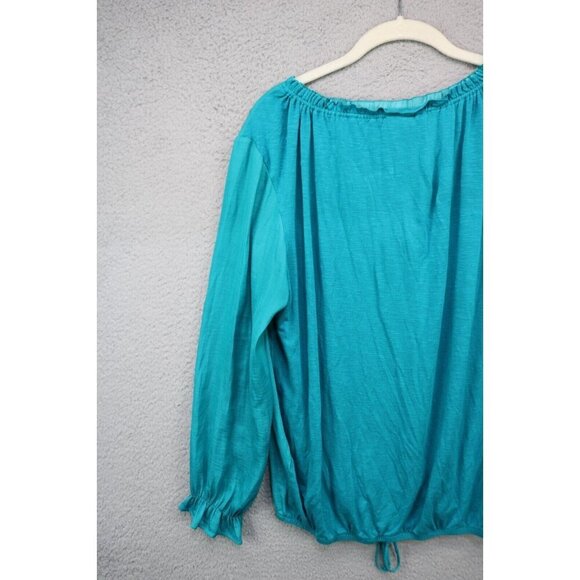 Dolan Left Coast Collection Long Sleeve Silky Blue Top-Medium-Elastic Waist - Picture 10 of 11